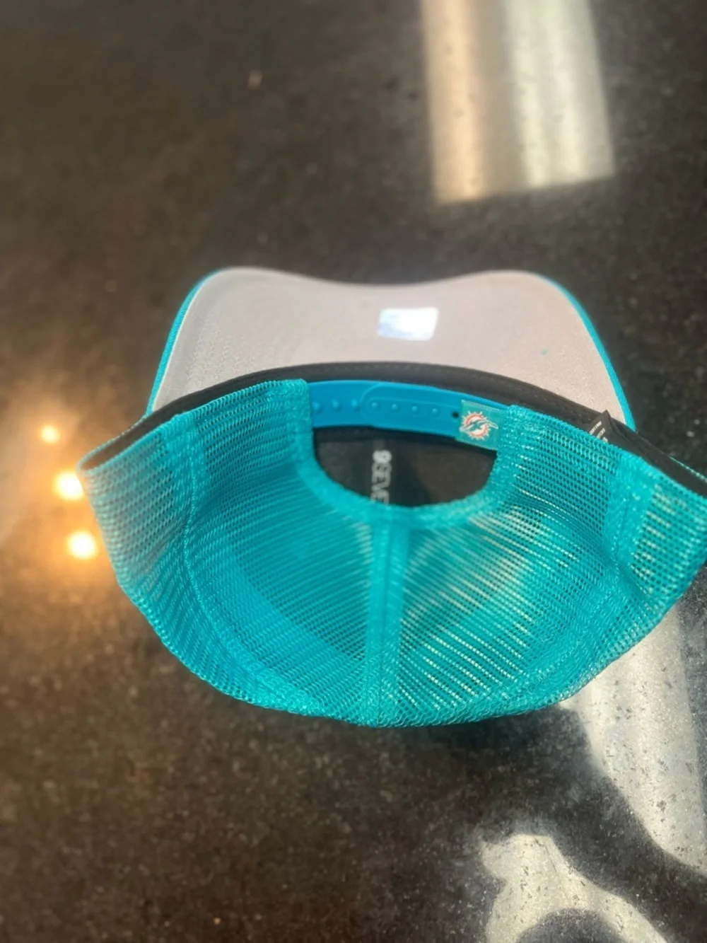 New Era teal and orange Miami Dolphins Patch Trucker Cap one sz fits all